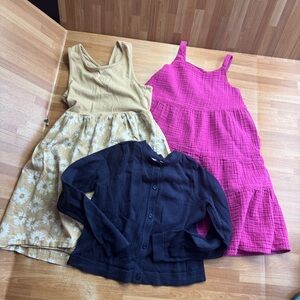 Gap sundress, cardigan bundle, size 5/6, navy blue, hot pink , and print